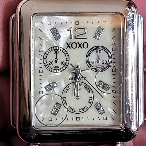 XOXO Watch Accutime Pink Silicone Band Rectangle Face New Battery Works - Picture 5 of 7